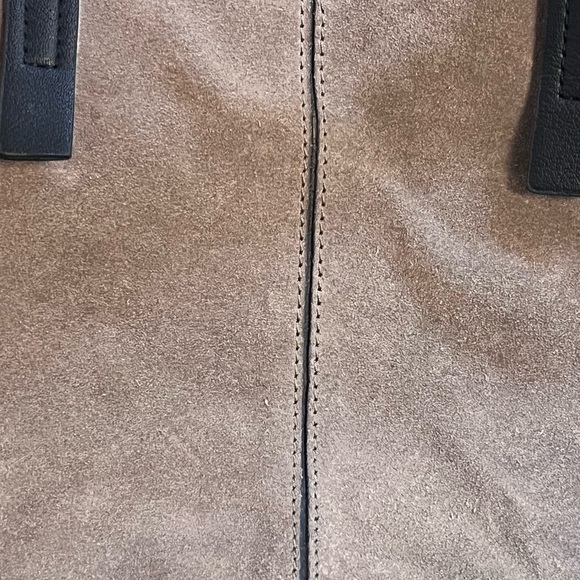 MANGO Suede Bucket Bag Crossbody Slouchy Shoulder Bag Purse Taupe Leather - Picture 8 of 11